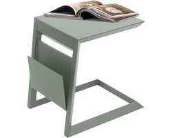 HESPERIDE HIXA Bijzettafel - Buiten - Banktafel - Ligbedtafel - Laptoptafel - Tuintafel - Aluminium - 45x55cm - Olijfgroen - ALLURE