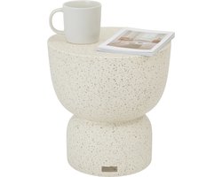 HESPERIDE HIXA Bijzettafel - buiten - Tafel - Rond - Buitentafel - Tuintafel - 35x47cm - Limestone - Wit - TIMANDRA