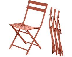HESPERIDE HIXA Tuinstoelen - Klapstoelen - set van 4 - Tuinmeubelen - Terrasstoelen - Staal - Amber - Oranje - GREENSBORRO