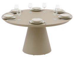 HESPERIDE HIXA Tuintafel - Ronde tuintafel - Buitentafel - 8 personen - Klei - Aluminium - 160x75cm - Beige - YCONIA