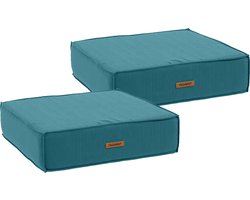 Hesperide Vloerkussen Korai - 2x - turquoise - PU-schuim/polyester - 45 x 45 cm - grond zitkussen