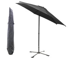 Hespiride tuin Parasol Soya - antraciet - D270 x H220 cm - waterafstotend - kantelbaar - met metalen kruisvoet - luxe beschermhoes