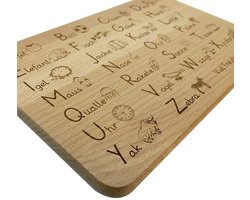 Het beukenhouten ontbijtbord om te leren - cadeau-idee voor de start van het schooljaar (ABC)