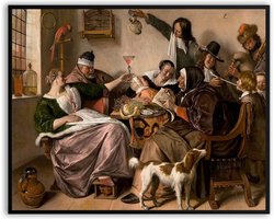 Het Huishouden van Jan Steen fotolijst met glas 30 x 40 cm - schilderij - museum - kunst