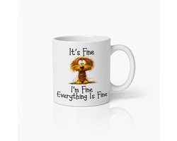 Het Is Goed Grappige Mok 330ml – Schattige Gestreste Cartoon Koffiebeker – Humoristisch Cadeau voor Werk en Thuis