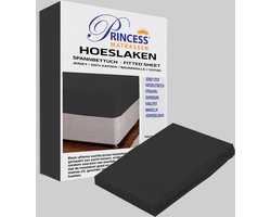 Het Ultieme Zachte Hoeslaken- Jersey -Stretch -100% Katoen-Lits-Jumeaux- 200x220+40cm- Antraciet  - Voor Boxspring-Waterbed