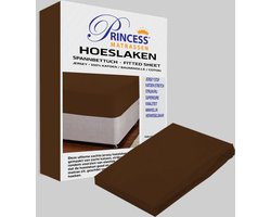 Het Ultieme Zachte Hoeslaken- Jersey -Stretch -100% Katoen-Lits-Jumeaux- 200x220+40cm-Donkerbruin - Voor Boxspring-Waterbed