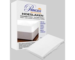 Het Ultieme Zachte Hoeslaken- Jersey -Stretch -100% Katoen-Lits-Jumeaux- 200x220+40cm-Wit- Voor Boxspring-Waterbed