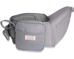 Heupdrager voor Baby met Extra Opbergruimte – Grijs – Heupsteun voor Baby en Peuter – Draagtas tegen Rugklachten – Kind Hip Seat Carrier