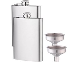 Heupfles van roestvrij staal van 7 oz - stijlvolle, lekvrije en draagbare heupflesset - draagbare whiskeyfles met bodem - lekvrije heupfles - met schroefdop en trechter - geschikt voor wandelen - reizen - bergbeklimmen - kamperen - barbecueën - feest