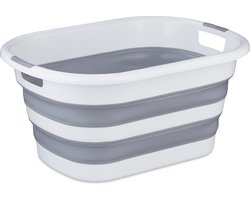 heupwasmand opvouwbaar - 35 liter - kunststof - met handgrepen - grijs-wit