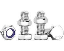 Hex Head Bouten met Moeren Assortiment M6 RVS A2 V2A Metaalschroeven M6 x 20mm voor Meubels, Auto's, Fietsen en 3D Printen - 10 Stuks