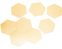 Hexagon Plakspiegels - Set van 10 - Gouden Spiegeltegels voor Muurdecoratie - Zelfklevende Decoratieve Spiegels voor Woonkamer en Slaapkamer - Goud
