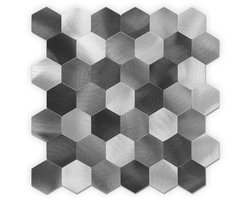 Hexagon Zilver - Zelfklevende Mozaiek Wandtegel