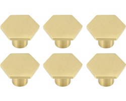 Hexagonale Kastknoppen van Massief Messing, Dressoir Handgrepen met Schroeven voor Kasten en Deuren (30mm x 21mm) - Set van 6 voor Stijlvolle Interieurs