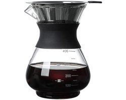 HEZIVO® Koffiezetapparaat Filterkoffie - Koffiemachine Handmatig - RVS Filter - 400 ml