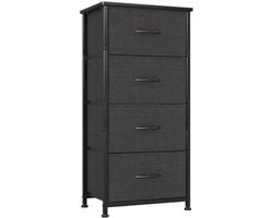 HEZIVO® Ladekast Zwart - Dressoir - Commode - Opbergkast Smal - 4 Stoffen Laden