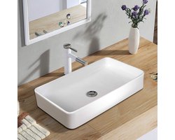 HEZIVO® Waskom - Opzetwastafel Rond - Kleine Opbouw - 60 x 35 x 11 cm - Wit