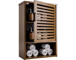 HEZIVO® WC Kastje Muur - Voor Toilet en Badkamer - Wandkast - Opbergkast - Walnoot