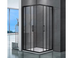 H&F Douchecabine 80x80 cm Vierkant – Mat Zwart – Schuifdeur – Hoekinstap – Complete Douchecabine