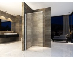 H&F Eco Inloopdouchewand 90x200 cm – Chroom Profiel – 8 mm Veiligheidsglas – Antikalk – Helder Glas