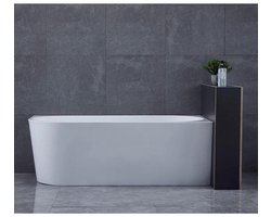 H&F Half Vrijstaand Ligbad Rechts 170x80 cm – Hoekbad Rechthoek – Acryl – Glans Wit – Inclusief Badwaste en Overloop – 170x80x58 cm