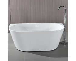 H&F Halfvrijstaand Bad 170x78 cm Wit – Strak Acryl Designbad met Spa-gevoel voor Elke Badkamer