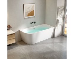 H&F Hoekbad Rechts 170x78x58 cm Wit Acryl – Inclusief Afvoerset & Click Waste | Modern Design Hoekligbad | Ruimtebesparend Luxe Badkamer Bad