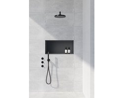 H&F Inbouwnis 30x60x7 cm – Mat Zwart – Douchenis – Badkamer Wandnis