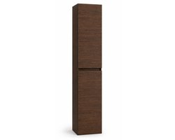 H&F Kolomkast Donker Walnoot 135 x 35 x 35 cm – Badkamerkast – Strak Design – Soft-Close – Vochtbestendig Multiplex