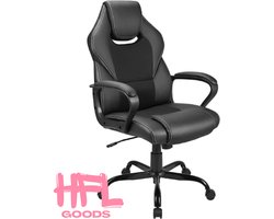 HFL goods Bureaustoel - Lederlook - Gamingstoel - Zwart