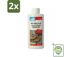 HG - Meubelolie eiken - Voor Gelakt & Ongelakt Hout - Voedt, Beschermt & Verfraait - 125 ml - Voordeelverpakking - 2 stuks - Meubel olie - Eiken meubels