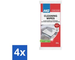 HG - Woonkamer - Glasreinigingsdoekjes - Reinigt Streeploos - 20 Doekjes - Voordeelverpakking - 4 stuks