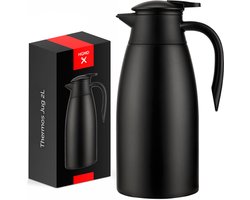 HGMD Thermoskan - 2 Liter - Isoleerkan - Zwart - Koffie - Thee - Voor warme en koude dranken