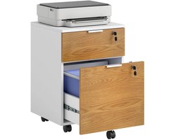 HHHK - Archiefkast - Rolkast - Ladekast - Wit - 40x42x60cm - 2 Lades - met Slot - Ladekast Bureau - Ladeblok - Kantoorkast