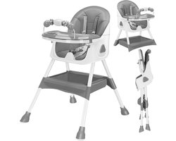 HHHK - Baby Eetstoel - Kinderstoel - Opvouwbare Kinderstoel - Inklapbare Kinderstoel - Babystoel - Grijs - Kinderstoel inklapbaar