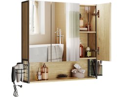 HHHK - Badkamerkast- Badkamerkast met Spiegel - Spiegelkast met Verlichting - Spiegelkast - Spiegelkast Badkamer - 14,5x70x70 cm