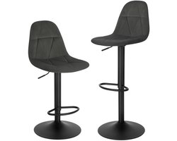 HHHK - Barkrukken set van 2 - Barkrukken - Antraciet - Barstoelen - Kruk - 111cm - Metalen Frame - Barkruk - Barstoel - Rugleuning