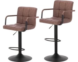 HHHK - Barkrukken set van 2 - Barkrukken - Bruin - Barstoelen - Kruk - 112 cm - Metalen Frame - Barkruk - Barstoel - Rugleuning