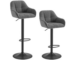 HHHK - Barkrukken set van 2 - Barkrukken - Grijs - Barstoelen - Kruk - Teddy - Metalen Frame - Barkruk - Barstoel - Rugleuning