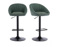 HHHK - Barkrukken set van 2 - Barkrukken - Groen - Barstoelen - Kruk - 101 cm - Metalen Frame - Barkruk - Barstoel - Rugleuning