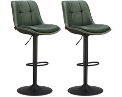 HHHK - Barkrukken set van 2 - Barkrukken - Groen - Barstoelen - Kruk - 93.5 cm - Metalen Frame - Barkruk - Barstoel - Rugleuning