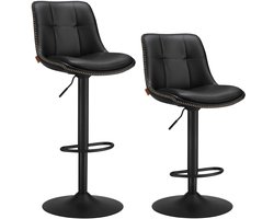 HHHK - Barkrukken set van 2 - Barkrukken - Zwart - Barstoelen - Kruk - 93.5 cm - Metalen Frame - Barkruk - Barstoel - Rugleuning