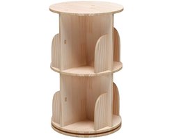 HHHK - Boekenkast - Boekenkast Rond - 2 Etages - Boekenkast Bruin- 40x40x118cm - Roterend - Boekenkastje - Kinderboekenkast