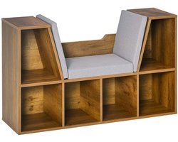 HHHK - Boekenkast met Zitplek voor Kinderen - Speelgoedkast - Opbergkast - Zitbank met Opbergruimte - Vintage Bruin - 30x102x61cm
