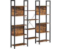 HHHK - Boekenkast - Vakkenkast - Opbergkast - Wandkast - 24x158x166 cm - Boekenrek - 14 Planken - Stellingkasten - Industrieel