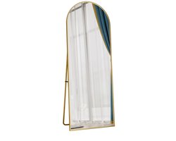 HHHK - Boogspiegel - Spiegel - Halfrond - Goud - 162x53cm - Vloerspiegel - Wandspiegel - Passpiegel - Wandspiegel Goud - Staand