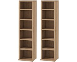 HHHK - CD DVD Kast - Boekenkast - Opbergkast - CD Kast - Vakkenkast - Set van 2 Stuks - Bruin - Opbergkasten - 22,5x21x88,5 cm