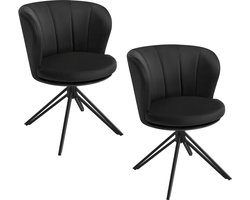 HHHK - Eetkamerstoelen set van 2 - Velvet - Zwart - Stoelen - Eetkamerstoel - 61x57x79cm - 360° Draaibaar - Stoel - Metalen Poten