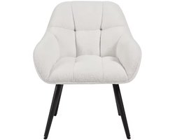 HHHK - Fauteuil - Creme Wit - Loungestoel - Fauteuil met Armleuning - Relaxfauteuil - Relaxstoel - Stoel - 52x53,5x78,5cm - Teddy